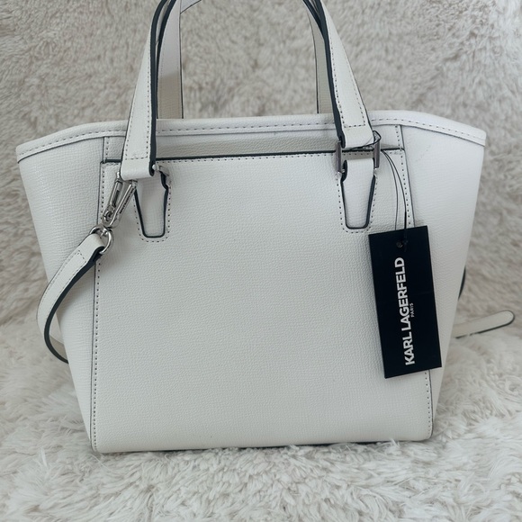 Karl Lagerfeld Winter White Satchel with Floral Details - Picture 4 of 9